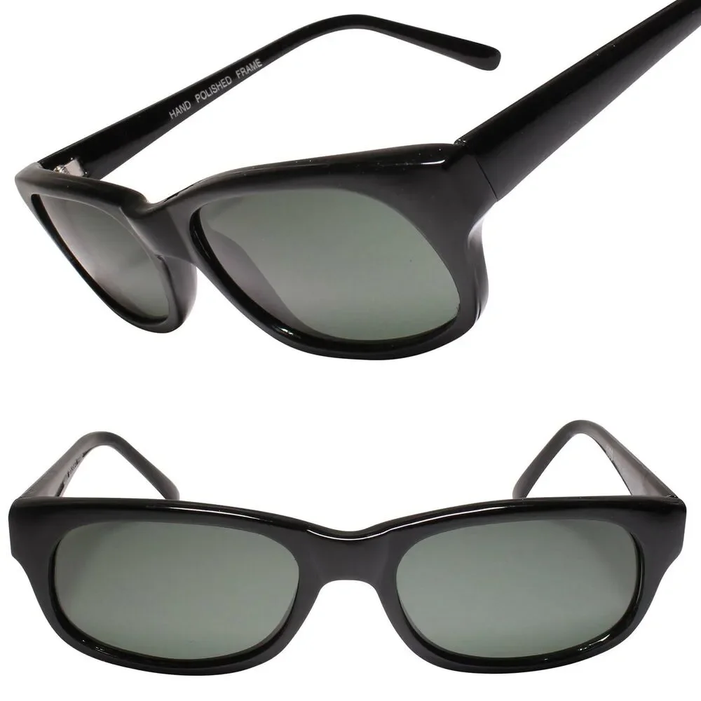 80s 90s Deadstock Classic Genuine Vintage Black Rectangle Sunglasses